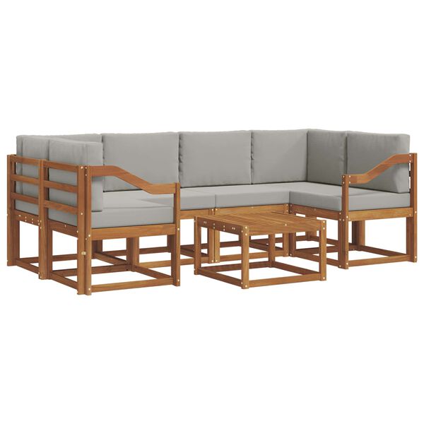 vidaXL Zestaw sof na zewnątrz z poduszką 7 pcs Naturalny i Jasny Szary