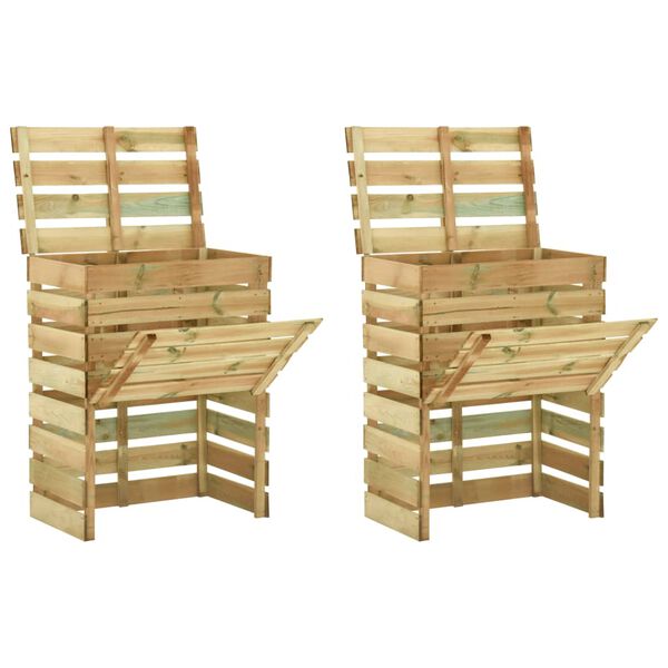 vidaXL Kompostowniki z listew, 2 szt., 80x50x100cm, impregnowana sosna