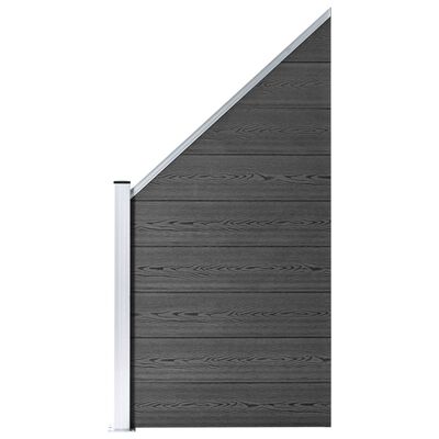 vidaXL Zestaw ogrodzeniowy z WPC, 619 x (105-186) cm, czarny