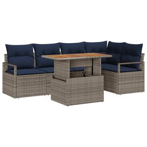 vidaXL Zestaw do jadalni w ogrodzie z poduszką 6 pcs Szary i granatowy