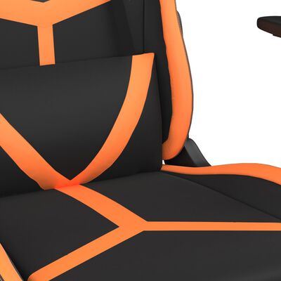vidaXL Masujący fotel gamingowy, czarno-pomarańczowy, sztuczna skóra