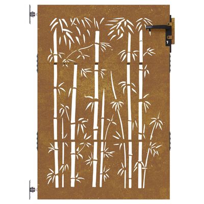 vidaXL Furtka ogrodowa, 85x150 cm, stal kortenowska, motyw bambusa