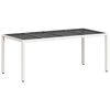 vidaXL St&oacute;ł ogrodowy ze szklanym blatem, biały 190x90x75 cm, rattan PE