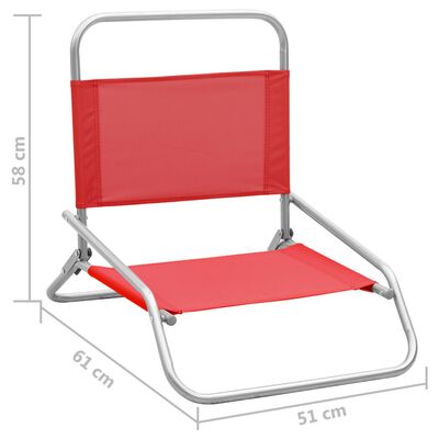 vidaXL Składane krzesła plażowe, 2 szt., czerwone, obite tkaniną