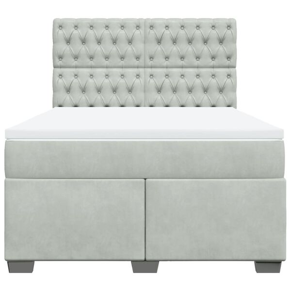 vidaXL Ł&oacute;żko kontynentalne z materacem, jasnoszare, 140x190cm, aksamit