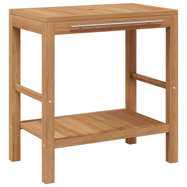 vidaXL Szafka łazienkowa z kamienną umywalką, drewno tekowe