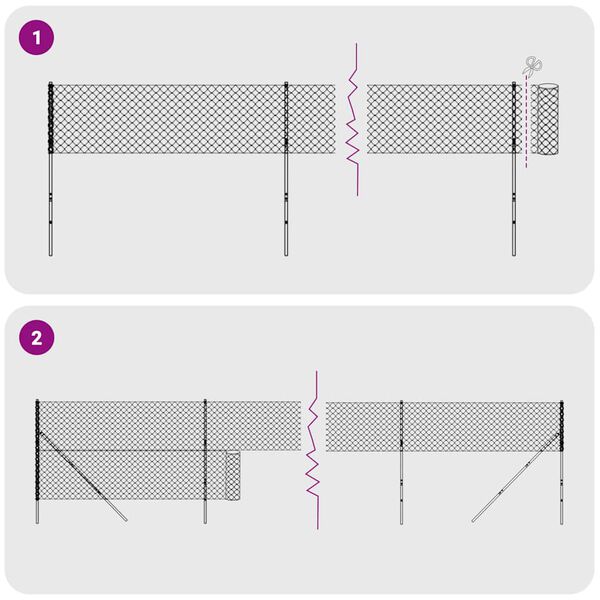 vidaXL Ogrodzenie z siatki, ze stopami słupk&oacute;w, srebrne, 1,6x25 m