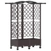 vidaXL Podniesione ł&oacute;żko z kratką i dachem brązowy 124 x 40 x 129 cm