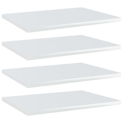 vidaXL Półki na książki, 4 szt., wysoki połysk, białe, 40x30x1,5 cm