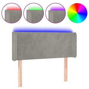 vidaXL Zagł&oacute;wek do ł&oacute;żka z LED, jasnoszary, 83x16x78/88 cm, aksamit