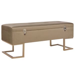 vidaXL Ławka ze schowkiem, 105 cm, beżowa, aksamitna