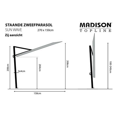 Madison Parasol balkonowy Sun Wave, 270 x 150 cm, ceglany