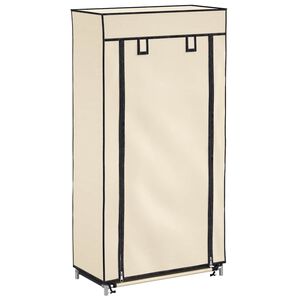 vidaXL Szafka na buty z osłoną, kremowa, 58x28x106 cm, tkanina