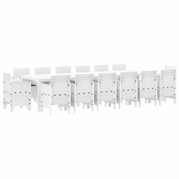 vidaXL Zestaw do jadalni w ogrodzie 15 pcs Biały Rattan Polt
