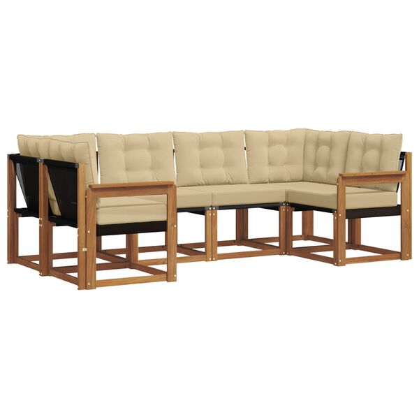 vidaXL Zestaw sof na zewnątrz z poduszką 6 pcs Naturalny i Beżowy