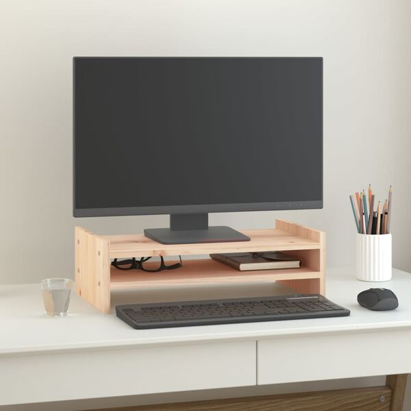 vidaXL Podstawka na monitor, 50x27x15 cm, lite drewno sosnowe