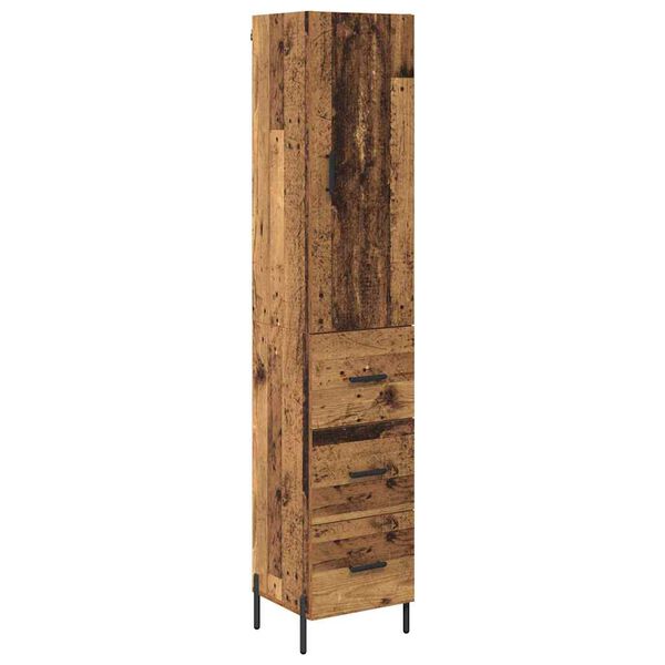 vidaXL Highboard z szufladą Stare drewno 34,5 x 34 x 180 cm