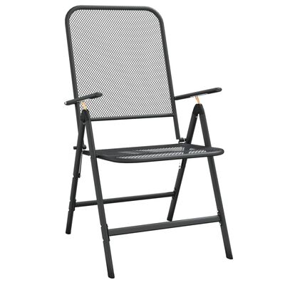 vidaXL Składane krzesła ogrodowe, 4 szt., antracytowe, metalowa siatka