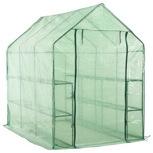 vidaXL Szklarnia ogrodowa z 12 p&oacute;łkami, stal, 143x214x196 cm