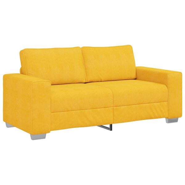 vidaXL Sofa dwuosobowa, jasnoż&oacute;łta, 180x77x82 cm, tkanina sztruksowa
