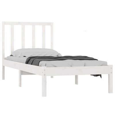 vidaXL Rama łóżka, biała, lite drewno sosnowe, 90x190 cm, pojedyncza