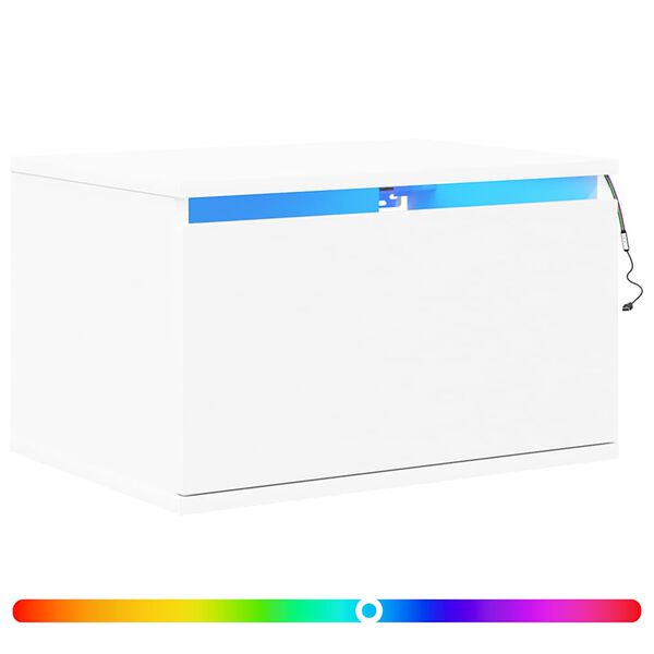 vidaXL Wisząca szafka nocna z podświetleniem LED, biała