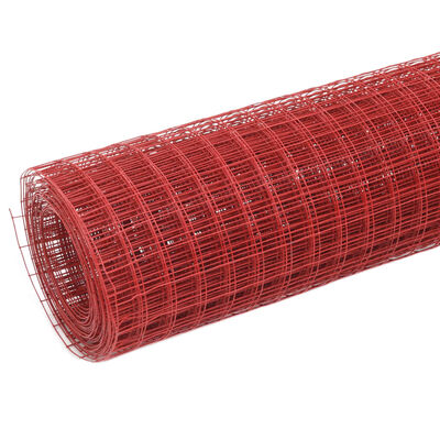 vidaXL Ogrodzenie z siatki, stal i PVC, 10x1,5 m, czerwone