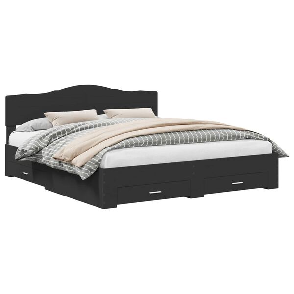 vidaXL Ramka ł&oacute;żka Czarny 200 x 200 cm Materiał drewnopochodny