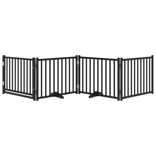 vidaXL Składana bramka dla psa, z drzwiami, 4 panele, czarna, 320 cm