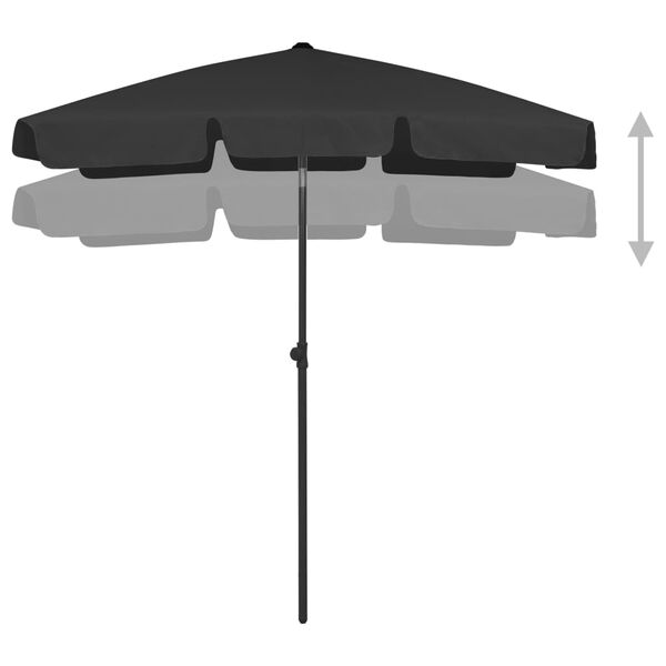 vidaXL Parasol plażowy, czarny, 180x120 cm