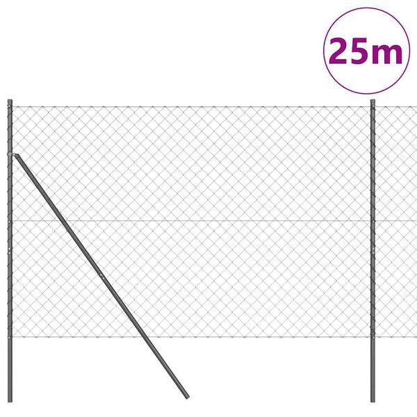 vidaXL Słupek ogrodzeniowy. Szary 25 x 1,5 m (siatka 60 x 60 mm) Stal