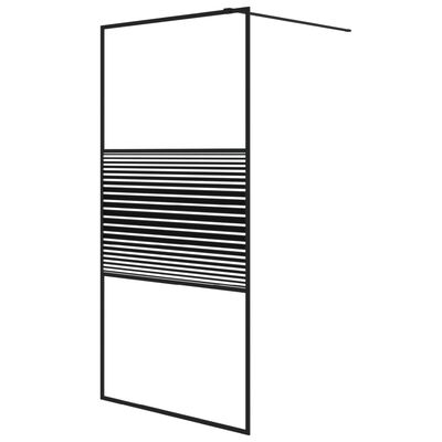 vidaXL Ścianka prysznicowa, czarna, 100x195 cm, przejrzyste szkło ESG