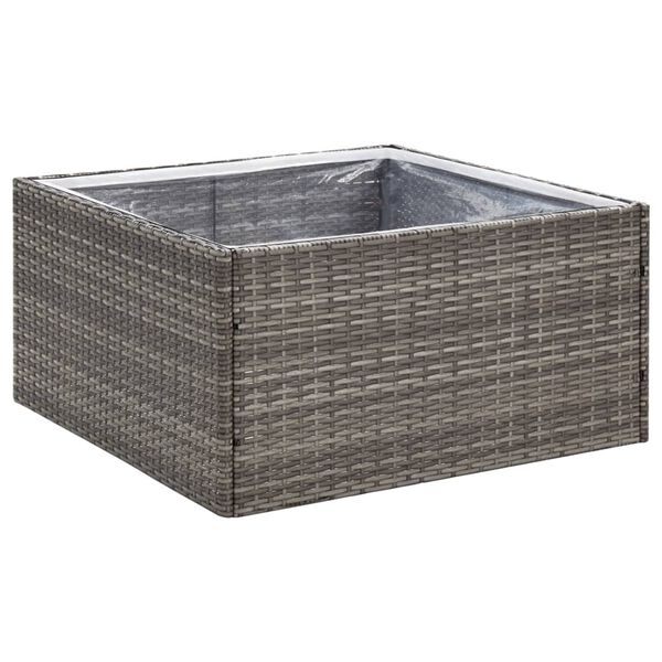 vidaXL Donica ogrodowa, szara, 80x80x40 cm, rattan PE