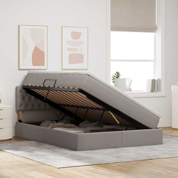 vidaXL Łóżko z miejscem na przechowywanie i LED Ciemnoszary
