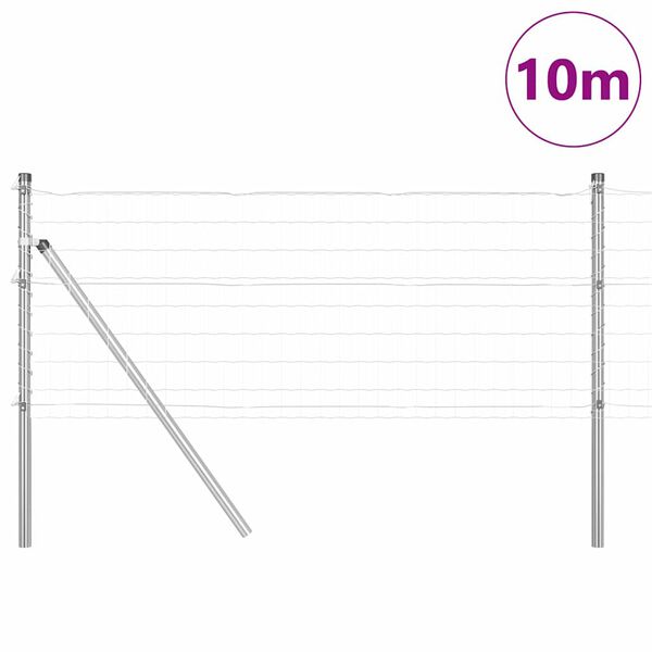 vidaXL Ogrodzenie z słupkiem Srebrny 0,4 x 10 m Stal i PVC