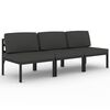 vidaXL 3-os. sofa ogrodowa z poduszkami, aluminium, antracytowa