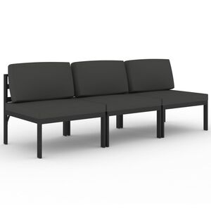 vidaXL 3-os. sofa ogrodowa z poduszkami, aluminium, antracytowa