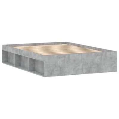 vidaXL Rama łóżka, szarość betonu, 135x190 cm