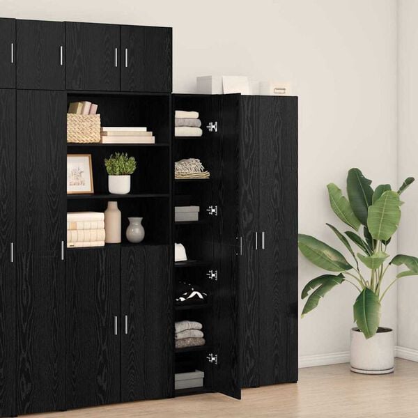 vidaXL Highboard Czarny dąb 30 x 42.5 x 185 cm Materiał drewnopochodny