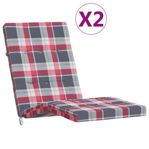 vidaXL Poduszki na leżaki, 2 szt., w czerwoną kratę, tkanina Oxford