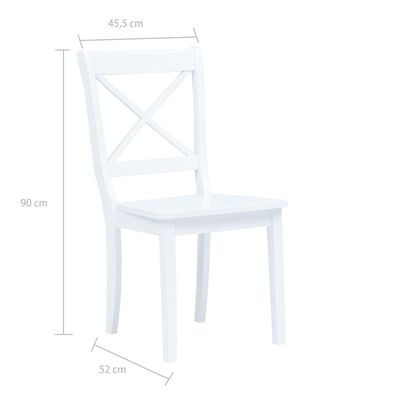 vidaXL Krzesła jadalniane, 2 szt., białe, lite drewno kauczukowca