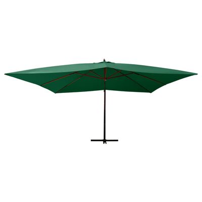 vidaXL Wiszący parasol z drewnianym słupkiem, 400x300 cm, zielony