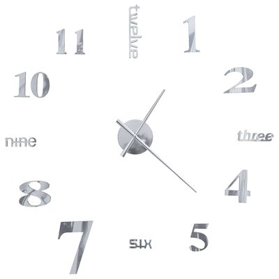 vidaXL Zegar ścienny 3D, nowoczesny design, 100 cm, XXL, srebrny