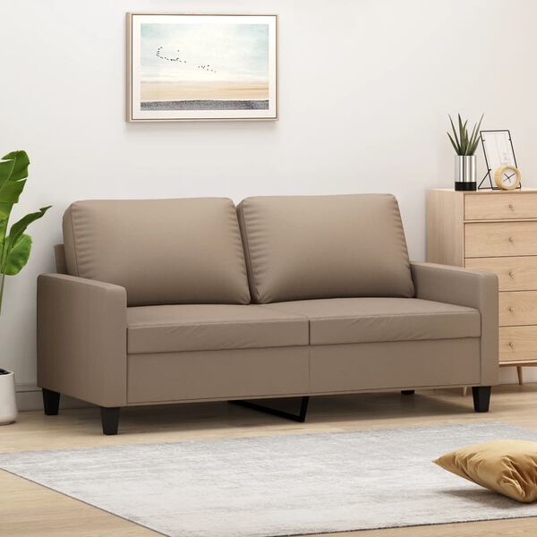 vidaXL 2-osobowa sofa, kolor cappuccino, 140 cm, sztuczna sk&oacute;ra