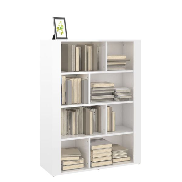 vidaXL Szafka, biała z połyskiem, 80x30x106cm, materiał drewnopochodny