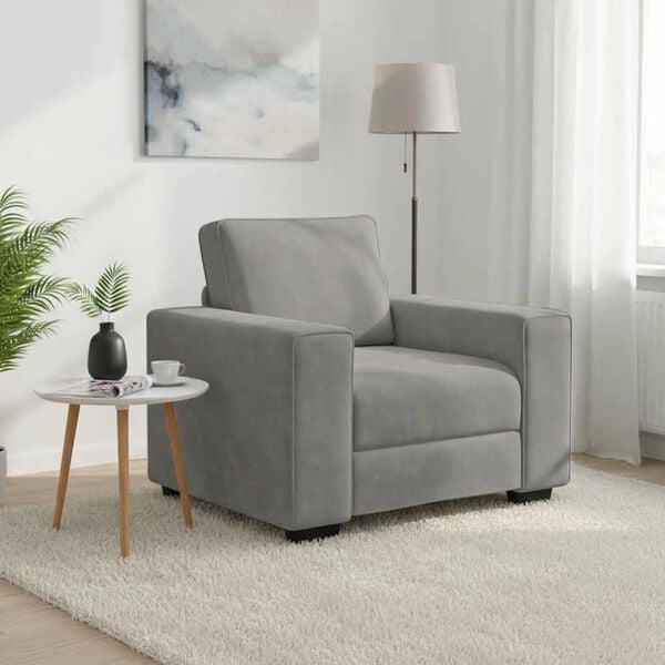 vidaXL Sofa Fotel Jasnoszary 100x77x82 cm Aksamit