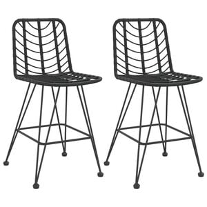 vidaXL Stołki barowe, 2 szt., czarne 45x56x103,5 cm, PE, rattan i stal