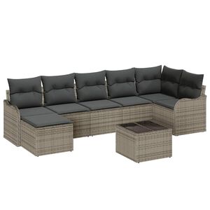vidaXL Zestaw Sof na Ogr&oacute;d z poduszką 8 pcs Szary Polirattan