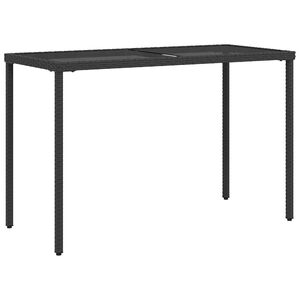 vidaXL St&oacute;ł ogrodowy ze szklanym blatem, czarny, 115x54x74 cm