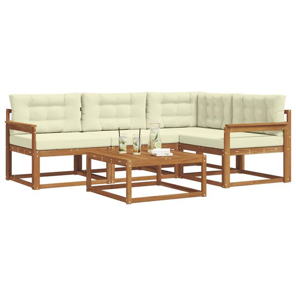 vidaXL Zestaw sof na zewnątrz z poduszką 5 pcs Naturalny i Kremowy